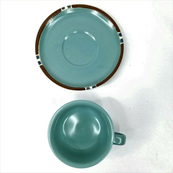 2 Dansk Mesa Cup and Saucer Sets Turquoise Stoneware Southwestern Retired Brown - Picture 7 of 9